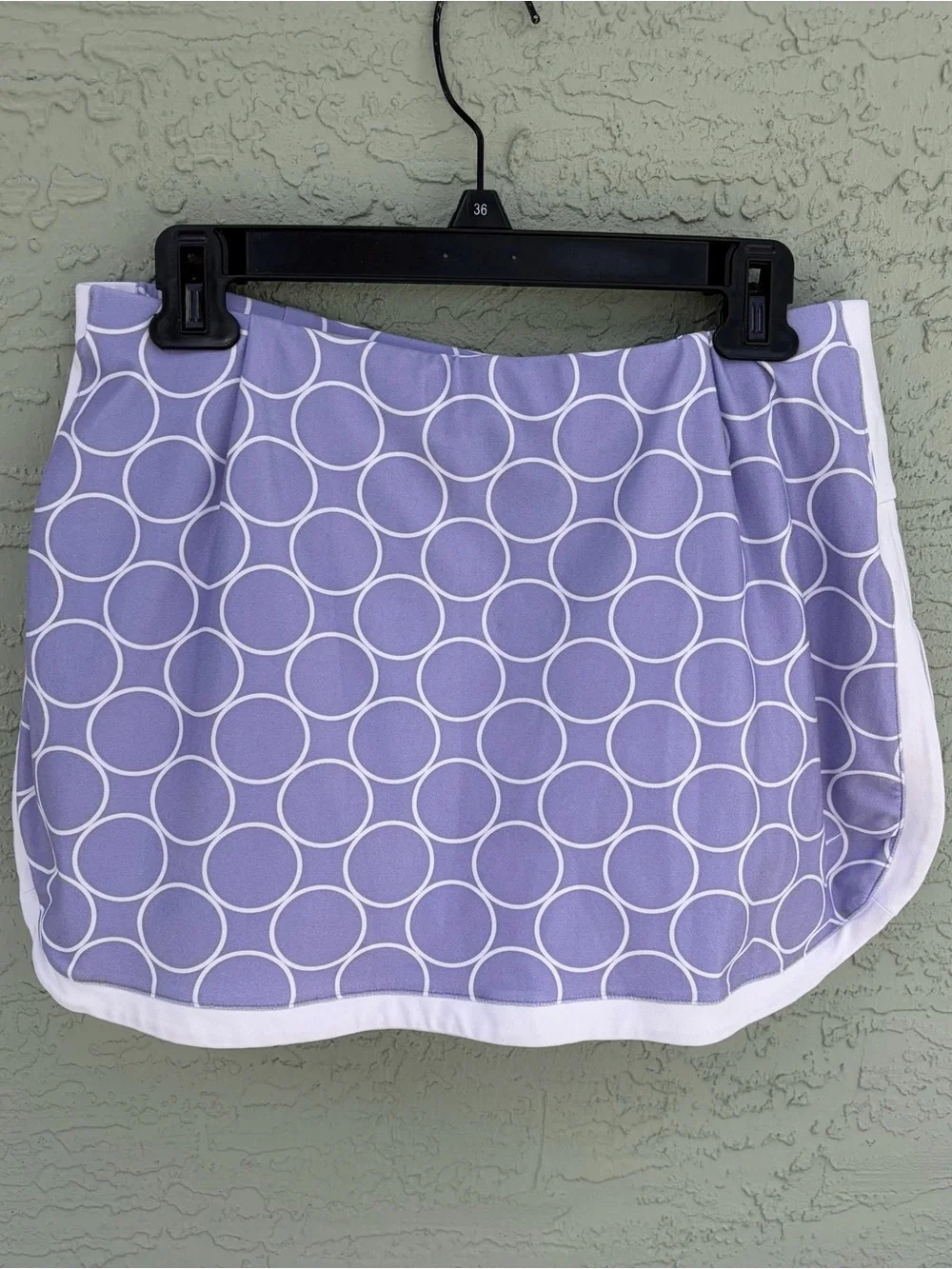 Nike Dri-Fit  Lilac Circle-Print Mini Skirt with White Trim Sz M